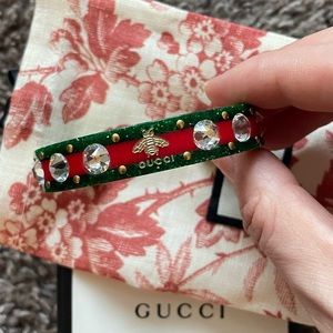 Authentic Gucci Crystal Web C Shaped Bangle